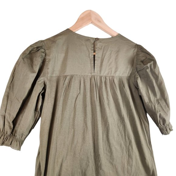 NWT J. Crew Puffed Sleeve Woven Lace Top Women's XS Olive Green‎ Cottagecore - Picture 4 of 10